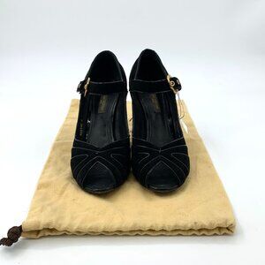 Louis Vuitton Black Leather Patchwork Pointed Toe Thin Heel Shoes Size 35.5 With